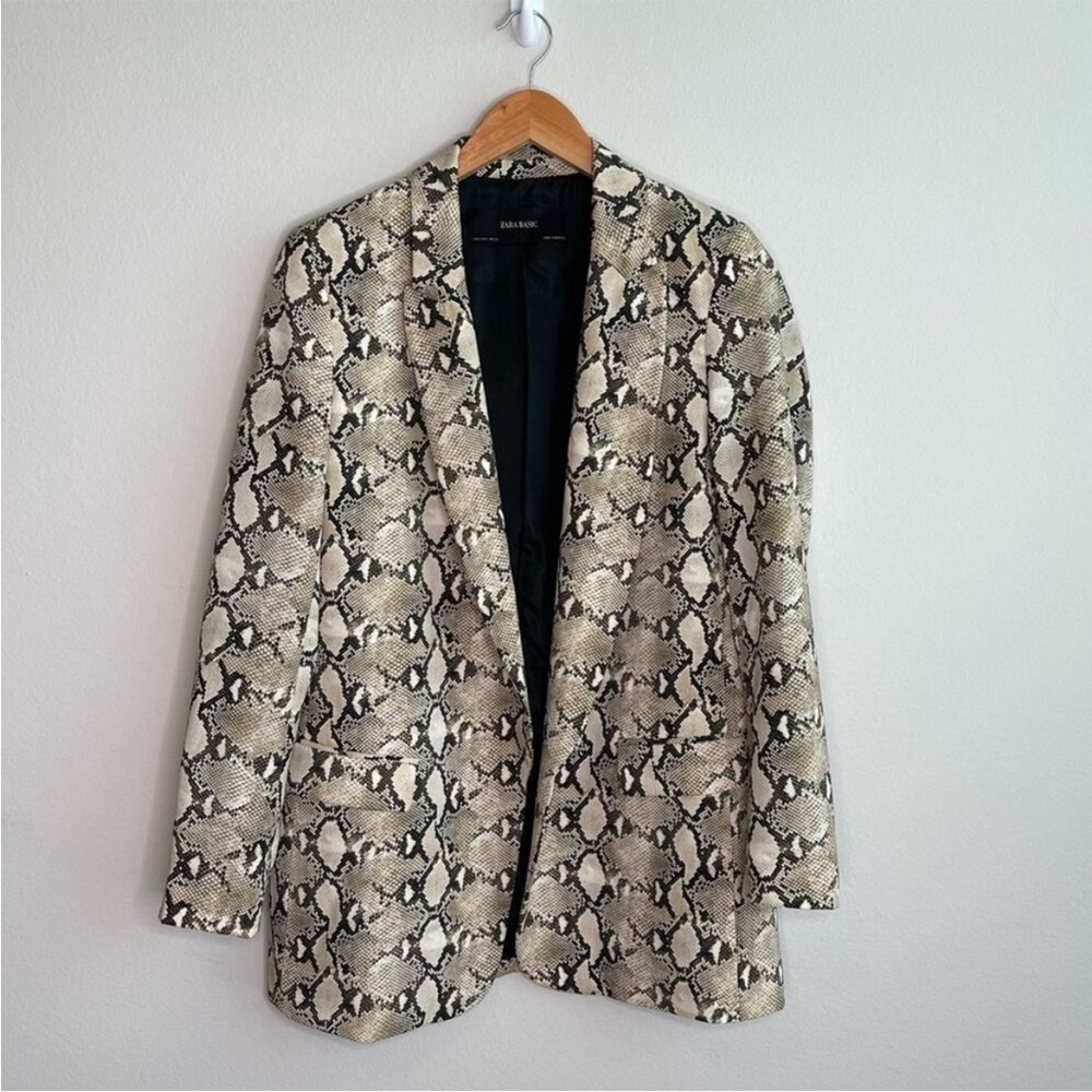 Zara Snakeskin Long Blazer